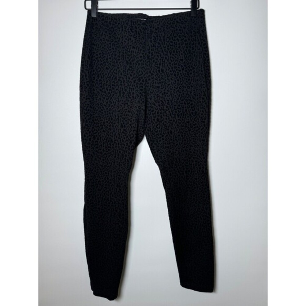 Nanette Lepore Pants Womens Medium Black Cheetah Leggings Edgy Whimsigoth Chic‎